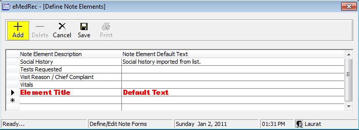 09. Notes - Add or Delete Elements | eMedRec Knowledge Base